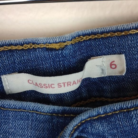 Levi's Jeans Classic Straight Womens Size 6 Medium Wash Stretch Denim Orange Tab - Picture 4 of 10